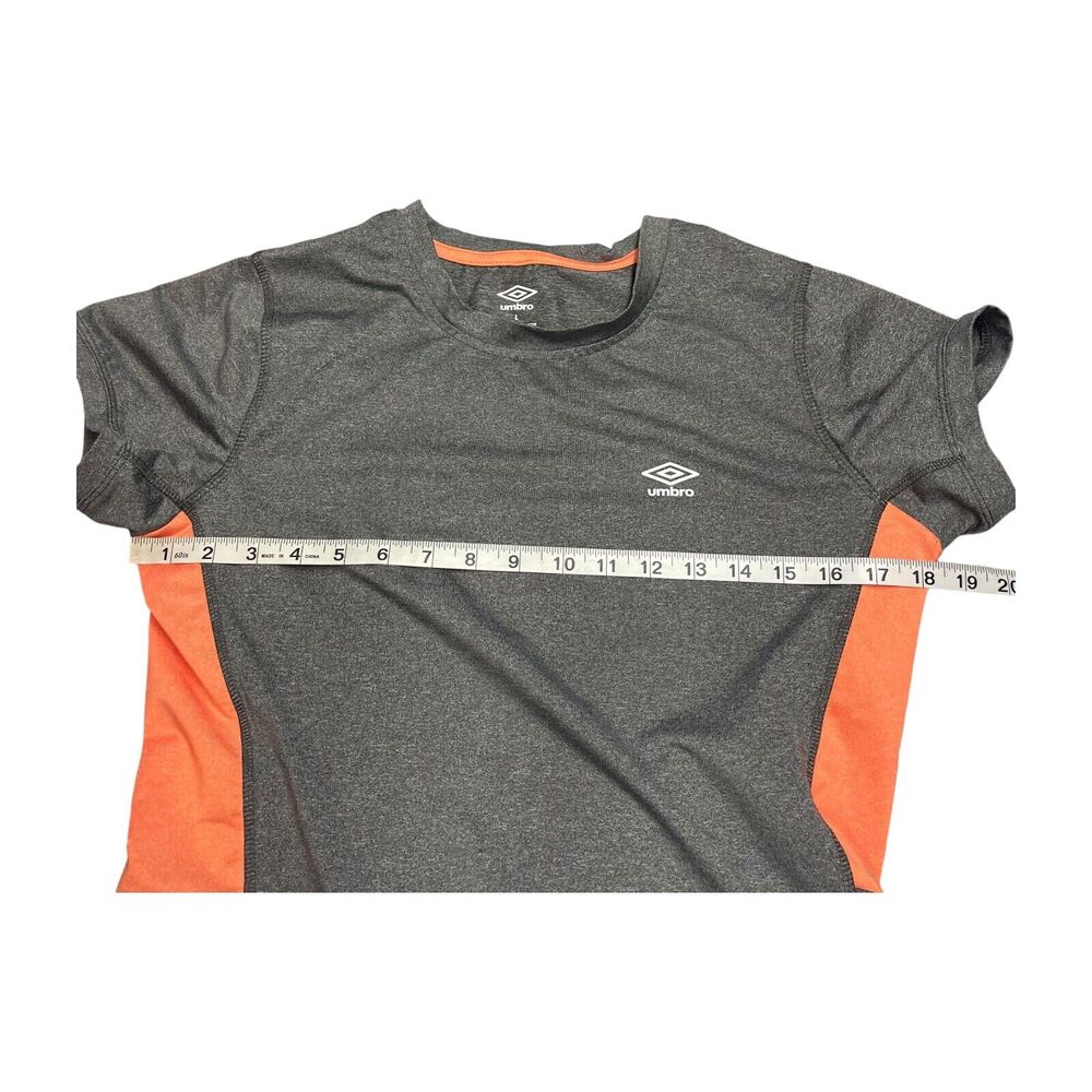 Umbro Running Shirt Women's Large Heather Gray Orange Polyester Stretch Pullover - Picture 4 of 7